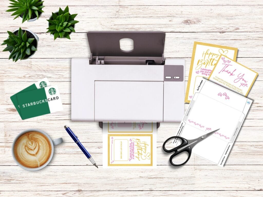 Printer plus printable gift card holders and envelope